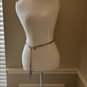 Valentino Garavani Silver-Tone Crystal Bow Pendant Chain Belt Vintage